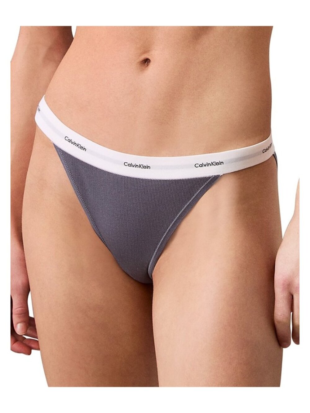 Calvin Klein Cotton Stretch Rib String Bikini Grisaille Size XS NWT